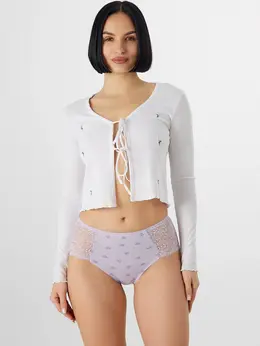 Трусы женские макси кружевные с принтом в сердечко