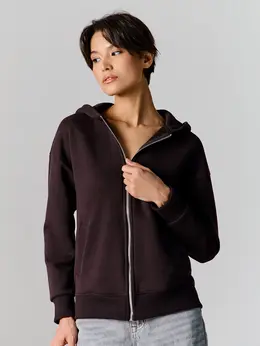 Толстовка женская коричневая на молнии