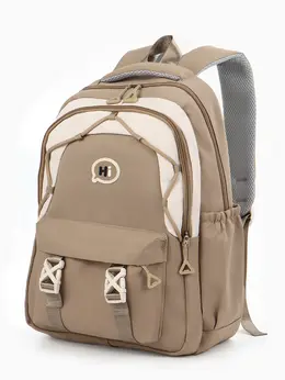 Рюкзак школьный, 3 кармана, 2 отделения, 29×14×44 см, бежевый