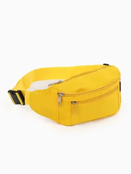 Сумка поясная, однотонная, на молнии, 34×6×12 см, желтая