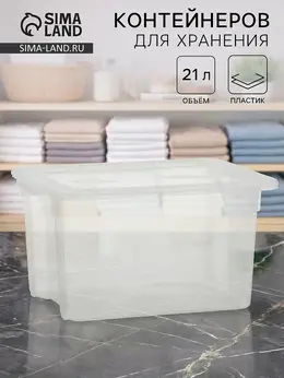 Контейнер для хранения porter, 21 л, 43×32×27 см, с крышкой, прозрачный
