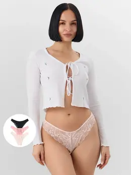 Трусы слипы женские кружевные в наборе, 3 шт