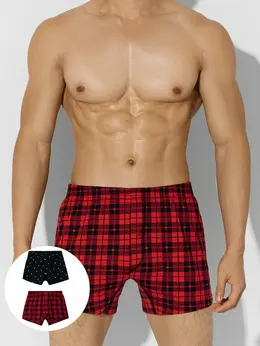 Трусы-шорты мужские красные в наборе, 2 шт