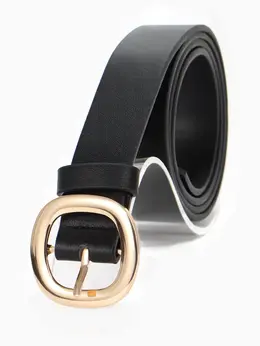 Ремень женский, 2.8×107 см, 1 прокол, золотистая пряжка, черный