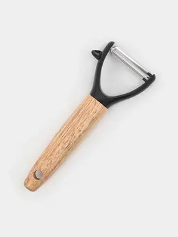 Овощечистка magistro, 17×7×2.5 см, нержавеющая сталь, ручка каучук, бежевая, черная