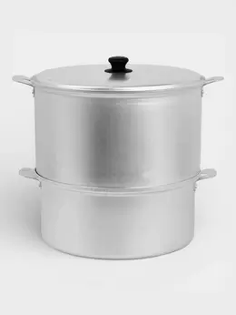 Манты-казан,10 л, d=34 см, 3.6 кг, с 4 дисками, с крышкой, листовой алюминий 1.5-1.75 мм, серебристый
