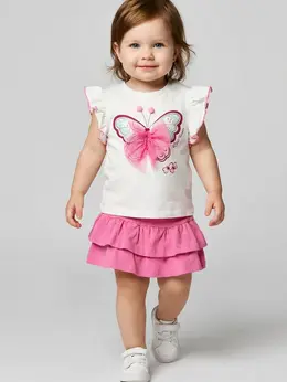 Комплект трикотажный джемпер футболка юбка шорты