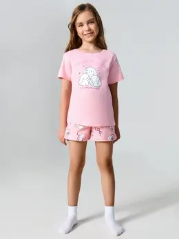 Комплект домашний для девочек: футболка и шорты Комплект домашний для девочек: футболка и шорты