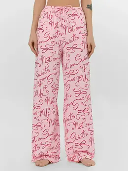 Брюки домашние женские розовые с узором