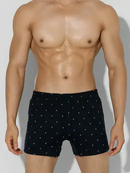 Трусы-шорты мужские черные с узором