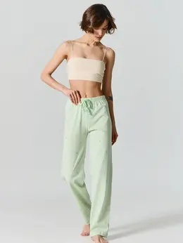 Брюки домашние женские зеленые в полоску