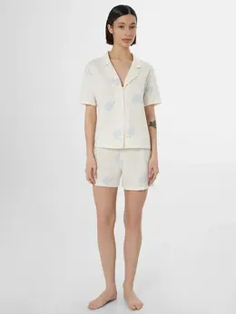 Комплект домашний женский бежевый с цветочным принтом