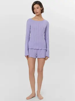 Комплект домашний женский фиолетовый с цветочным принтом