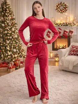 Комплект домашний женский велюровый красный Комплект домашний женский велюровый красный