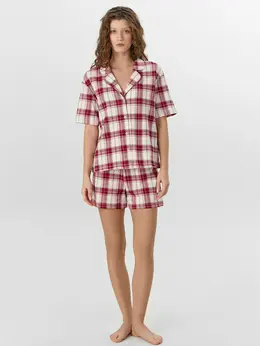 Комплект домашний женский бежевый в клетку