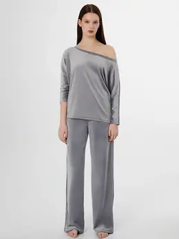 Комплект домашний женский велюровый серый