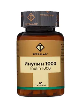 Пребиотик инулин , улучшение работы кишечника и пищеварения, 1000 мг, 60 таблеток