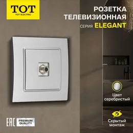 Розетка тв elegant, скрытая, одноместная, серебристая