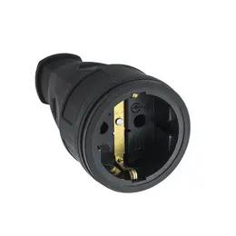 Розетка переносная ра 16-005, 250 в, 16 а, с заземлением, ip20, без заглушки, каучук, черная