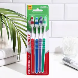Зубная щетка simply средняя жесткость, 4 шт.