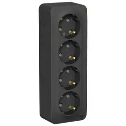 Розетка четверная se blanca, накладная, с заземлением, шторки, 16 а, 250 в, ip20, антрацит (blnra011416)