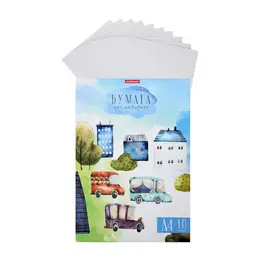 Бумага для акварели а4, 10 листов, блок 180 г/м², erichkrause