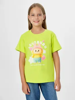 Футболка для девочек желтая с принтом