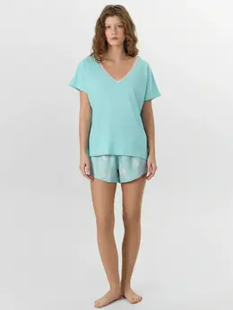 Комплект женский домашний мятный с цветочным принтом Комплект женский домашний мятный с цветочным принтом