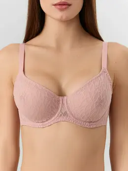 Бюстгальтер макси женский розовый с кружевом