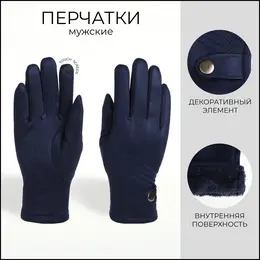 Перчатки мужские, безразмерные, с утеплителем, синяя