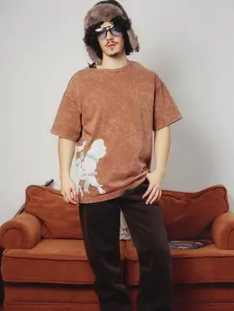 Футболка мужская коричневая с обработкой эйсид