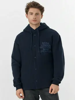 Толстовка мужская синяя из футера с начесом