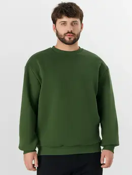 Свитшот мужской зеленый из футера с начесом