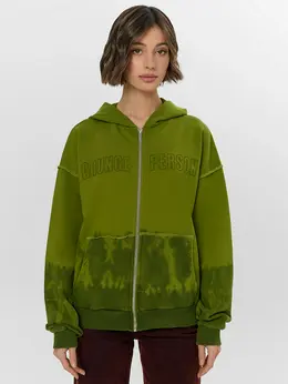 Толстовка женская зеленая на молнии