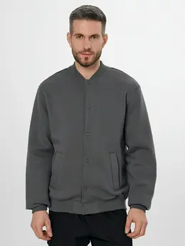 Теплая толстовка мужская серая на кнопках