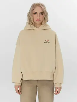 Теплое худи женское бежевое с начесом