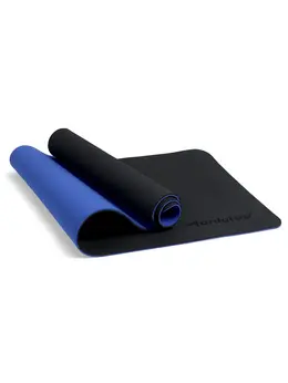 Коврик для фитнеса и йоги onlytop, 183×61×0.8 см, черный/ультрамариновый Коврик для фитнеса и йоги onlytop, 183×61×0.8 см, черный/ультрамариновый