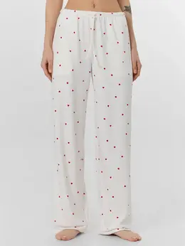 Брюки женские домашние велюровые с сердечками