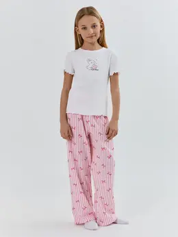 Комплект домашний для девочек с узором бантиков Комплект домашний для девочек с узором бантиков