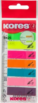 Клейкие закладки Kores пластиковые 8 цветов по 25 листов 12х45 мм