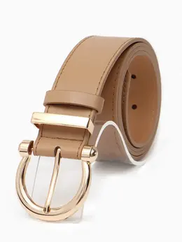 Ремень женский, 4×110 см, без винта, пряжка золотистая, 1 прокол, бежевый