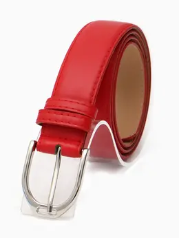Ремень женский, 3.5×110 см, 1 прокол, серебристая пряжка, без винта, красный
