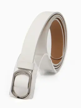 Ремень женский, затяжка, 2.5×110 см, без винта, серебристая пряжка, белый