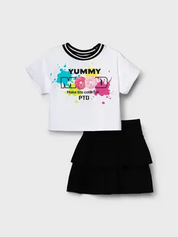 Комплект трикотажный джемпер футболка юбка шорты