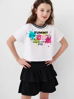 Комплект трикотажный джемпер футболка юбка шорты