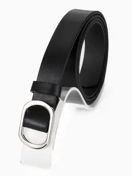 Ремень женский, затяжка, 2.5×110 см, без винта, серебристая пряжка, черный