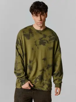 Свитшот оверсайз мужской зеленый с эффектом варки