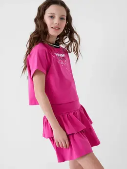 Комплект трикотажный джемпер футболка юбка шорты