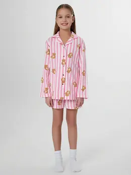 Комплект домашний для девочек розовый в полоску Комплект домашний для девочек розовый в полоску