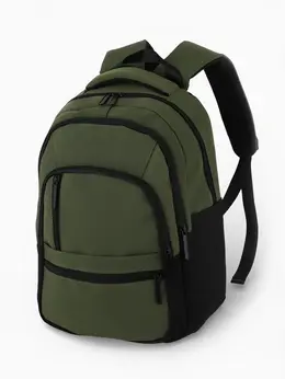 Рюкзак, 2 отделения, 5 карманов, водонепроницаемое дно, 26×14×39 см, зеленый